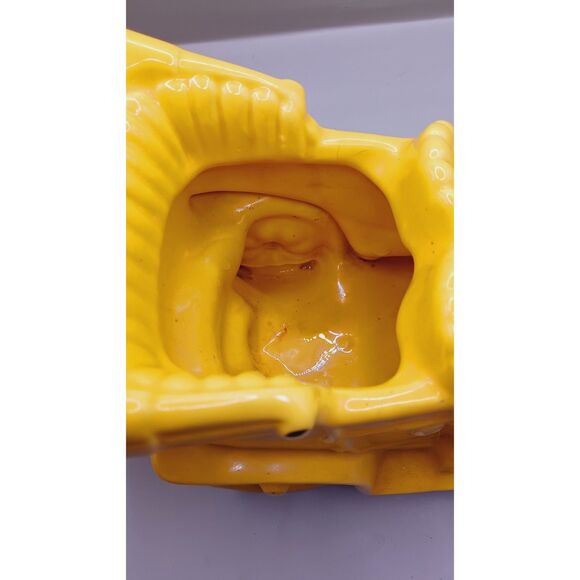 Oriole Brand Vintage Mustard Yellow with Gold Trim Convertible Car Planter - Picture 13 of 15